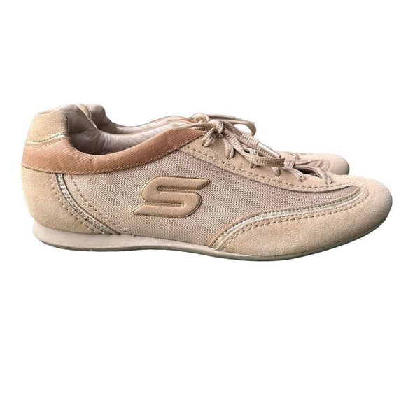 Skechers Bella Campana Fashion Sneakers Gold Leather Textile Lace-Up Size 10 - Picture 5 of 10
